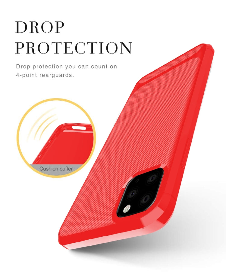 For iPhone 11 Pro Max Carbon Fiber Texture Shockproof TPU Protective Case