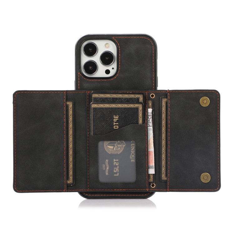 For iPhone 13 Pro Max Three-fold Leather Phone Case with Card Slot & Wallet & Holder
