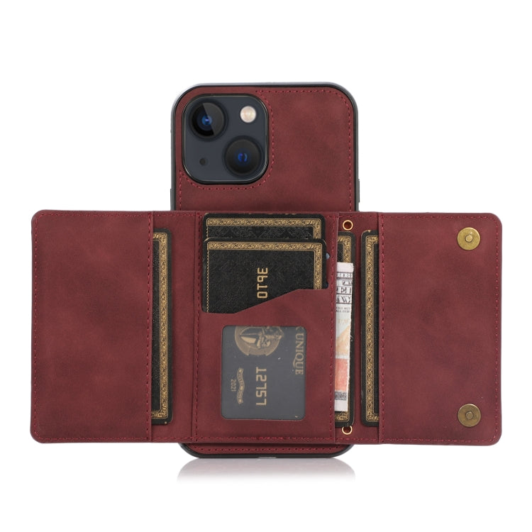 For iPhone 13 mini Three-fold Leather Phone Case with Card Slot & Wallet & Holder