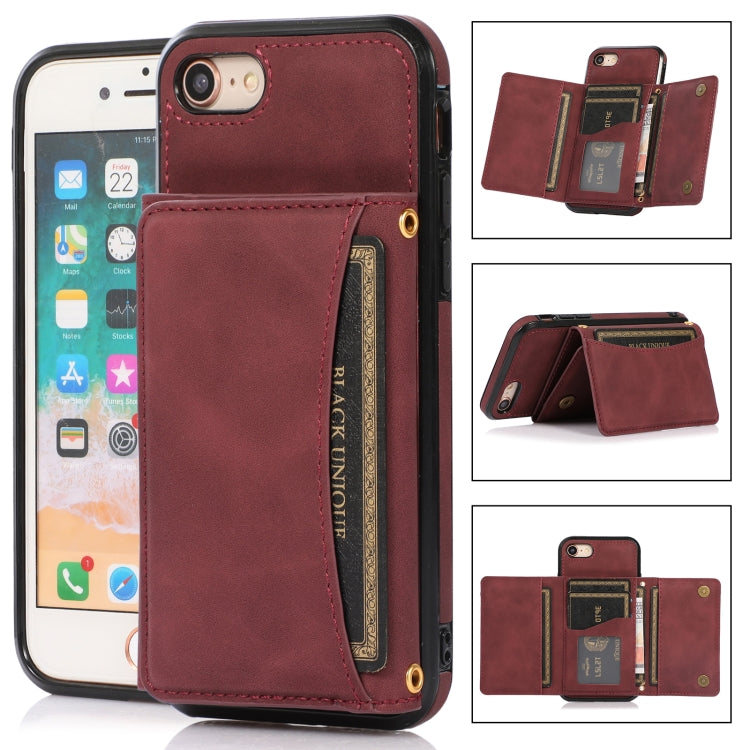 For iPhone SE 2022 / SE 2020 / 8 / 7 Three-fold Leather Phone Case with Card Slot & Wallet & Holder
