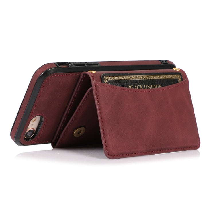 For iPhone SE 2022 / SE 2020 / 8 / 7 Three-fold Leather Phone Case with Card Slot & Wallet & Holder