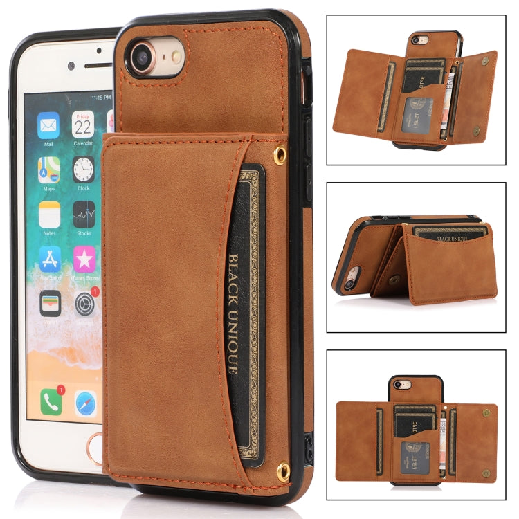 For iPhone SE 2022 / SE 2020 / 8 / 7 Three-fold Leather Phone Case with Card Slot & Wallet & Holder