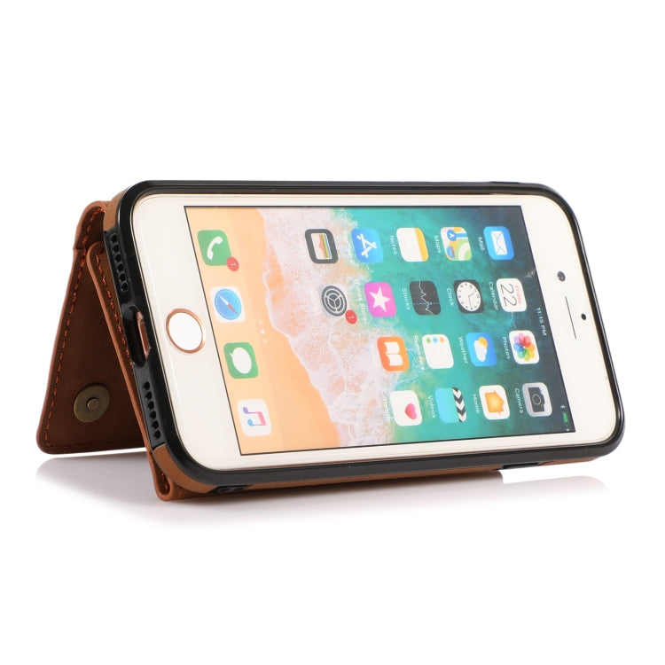 For iPhone SE 2022 / SE 2020 / 8 / 7 Three-fold Leather Phone Case with Card Slot & Wallet & Holder