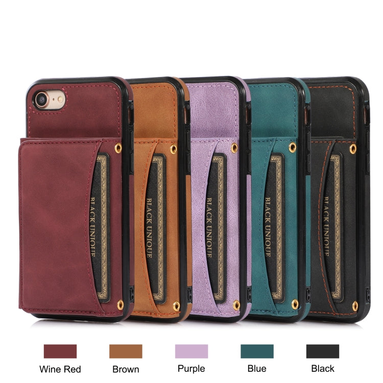 For iPhone SE 2022 / SE 2020 / 8 / 7 Three-fold Leather Phone Case with Card Slot & Wallet & Holder