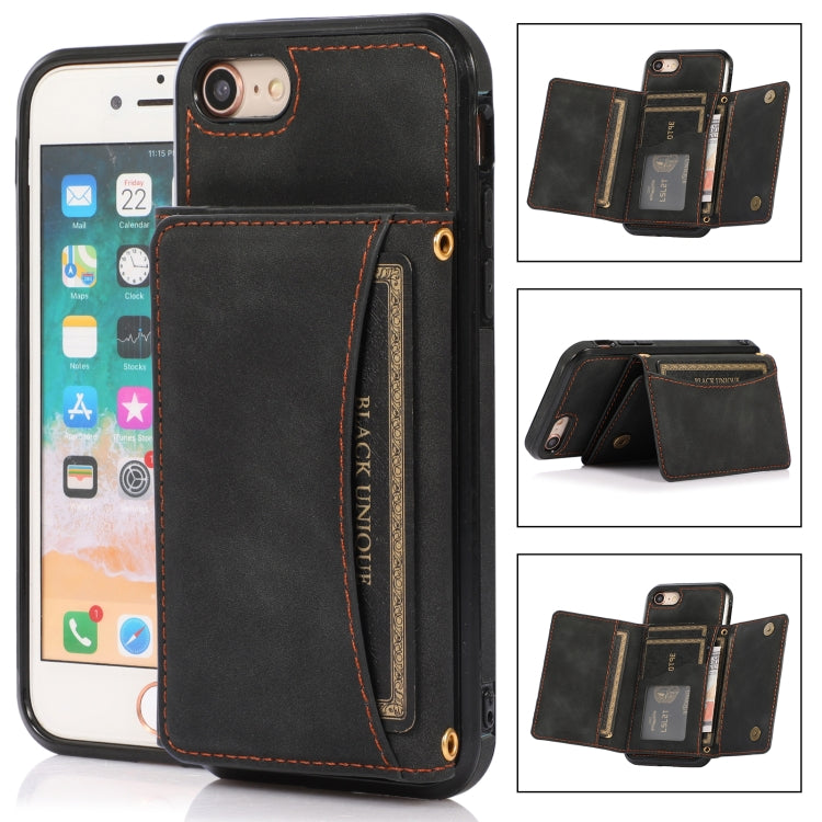 For iPhone SE 2022 / SE 2020 / 8 / 7 Three-fold Leather Phone Case with Card Slot & Wallet & Holder