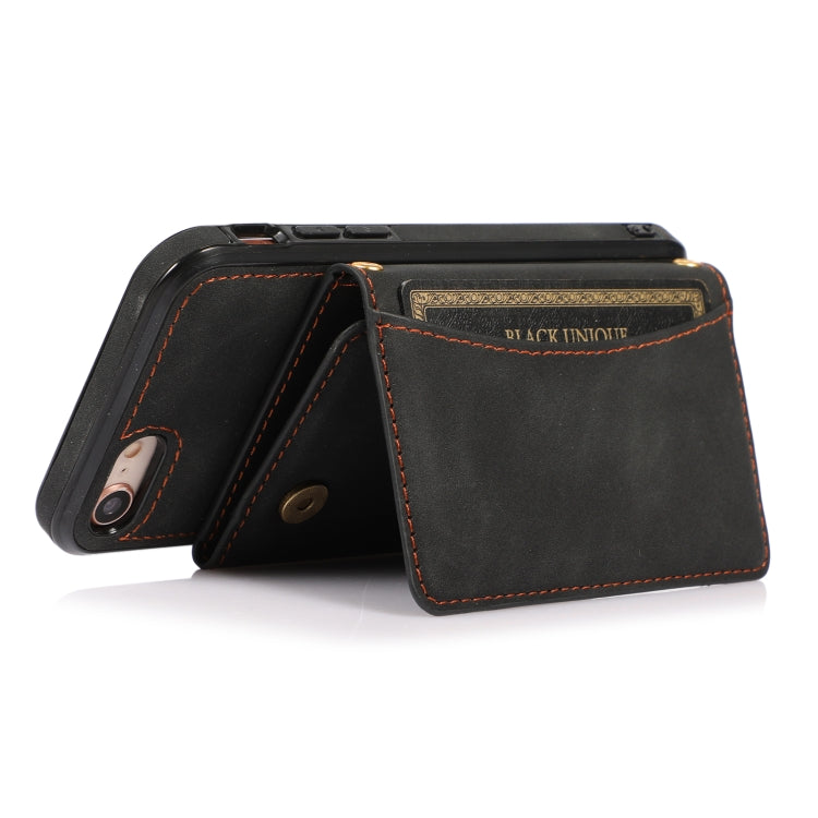 For iPhone SE 2022 / SE 2020 / 8 / 7 Three-fold Leather Phone Case with Card Slot & Wallet & Holder