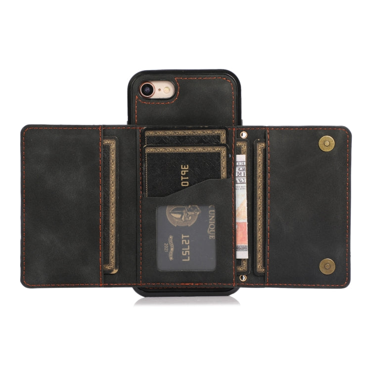 For iPhone SE 2022 / SE 2020 / 8 / 7 Three-fold Leather Phone Case with Card Slot & Wallet & Holder