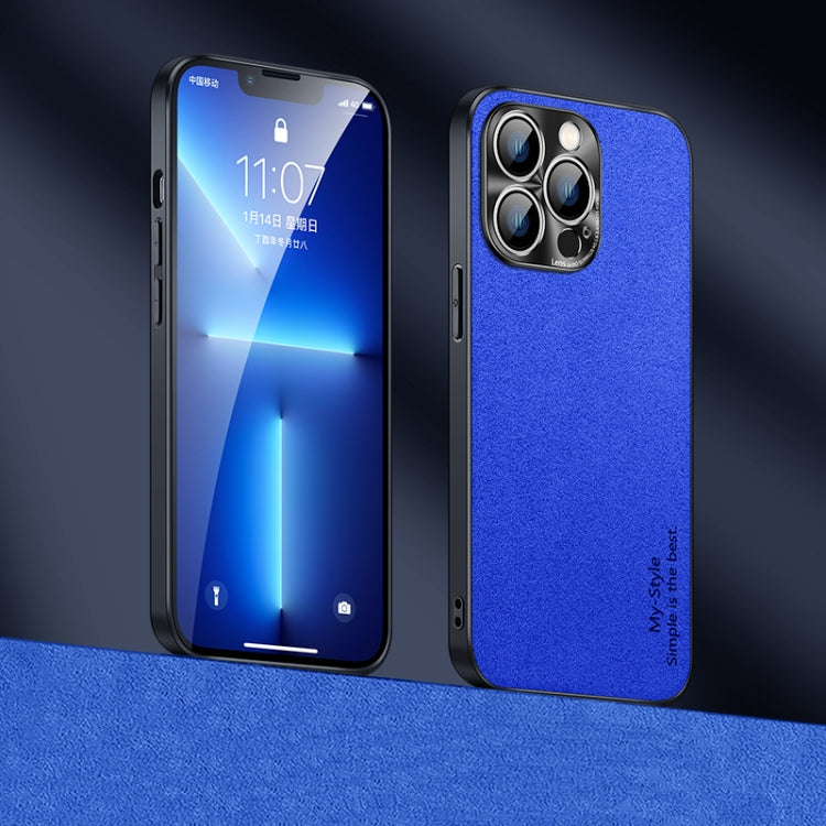 For iPhone 13 Pro Suede Leather Phone Case (Blue)