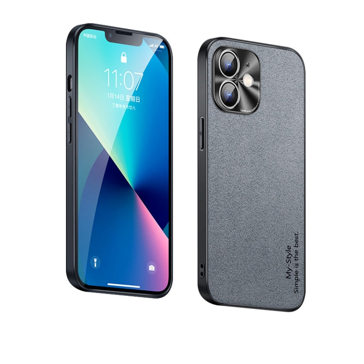 For iPhone 12 Suede Leather Phone Case(Grey)