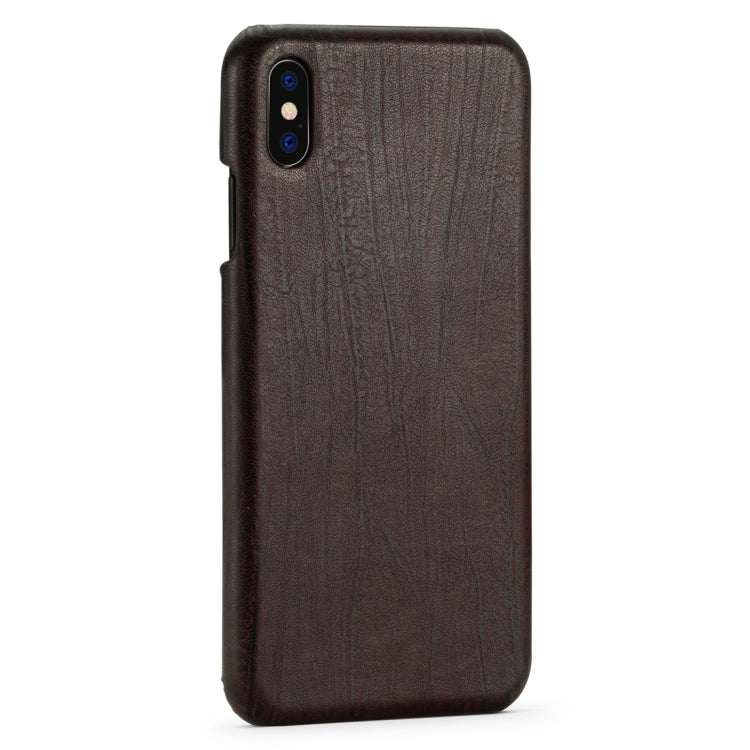 For iPhone X / XS Retro Wood Texture PU + PC Protective Case