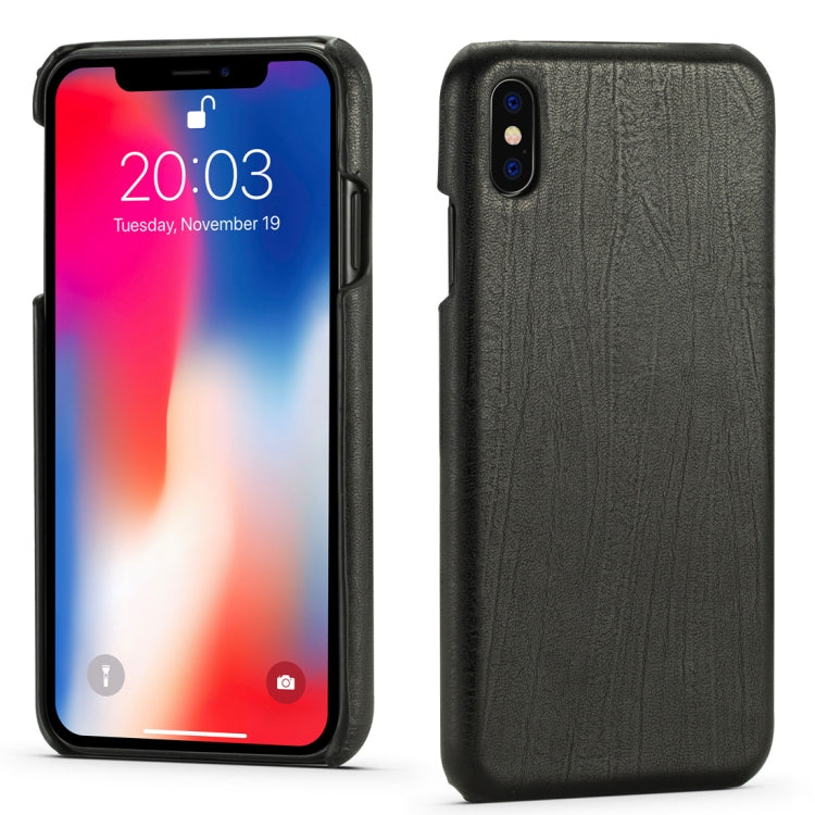 For iPhone XS Max Retro Wood Texture PU + PC Protective Case