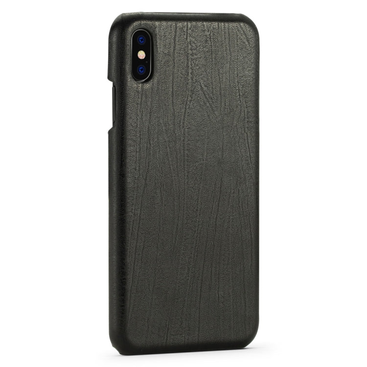 For iPhone XS Max Retro Wood Texture PU + PC Protective Case