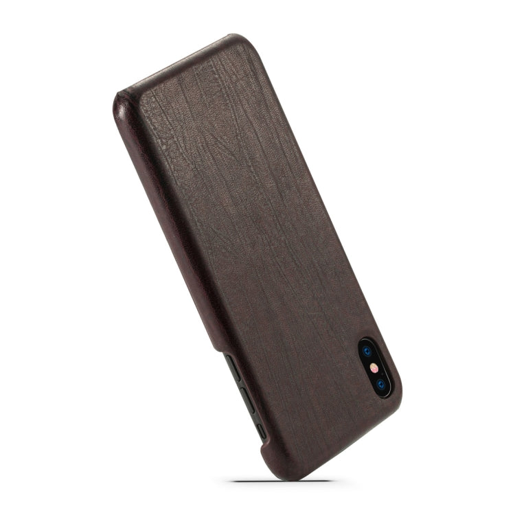 For iPhone XS Max Retro Wood Texture PU + PC Protective Case