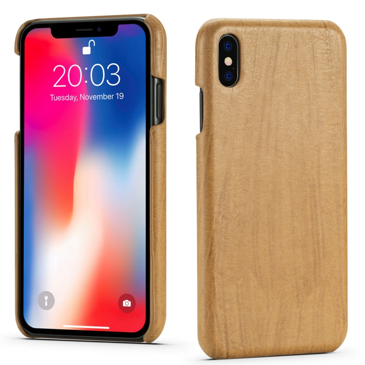 For iPhone XR Retro Wood Texture PU + PC Protective Case