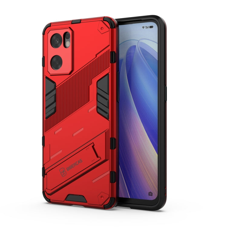 For OPPO Reno7 SE 5G Punk Armor 2 in 1 PC + TPU Shockproof Phone Case with Invisible Holder