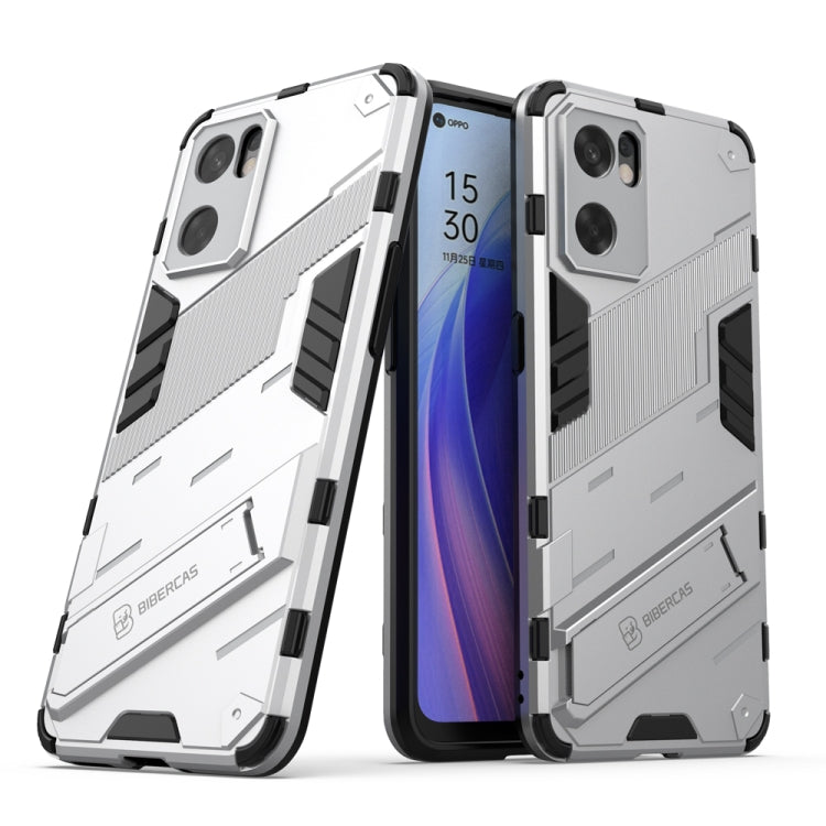 For OPPO Reno7 SE 5G Punk Armor 2 in 1 PC + TPU Shockproof Phone Case with Invisible Holder
