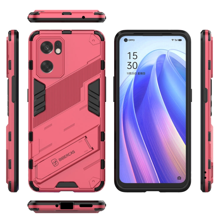 For OPPO Reno7 SE 5G Punk Armor 2 in 1 PC + TPU Shockproof Phone Case with Invisible Holder