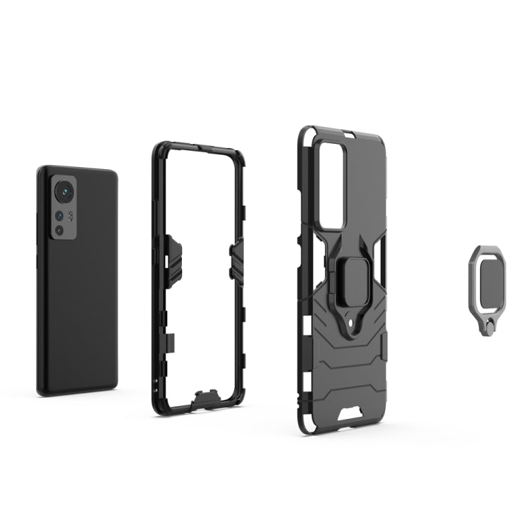 For Xiaomi 12 PC + TPU Shockproof Protective Phone Case with Magnetic Ring Holder