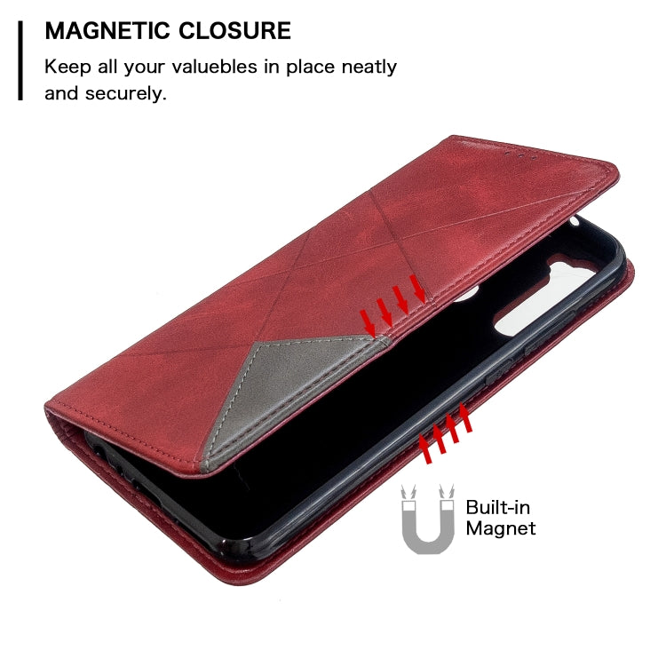 For Xiaomi Redmi Note 8T Rhombus Texture Horizontal Flip Magnetic Leather Case with Holder & Card Slots