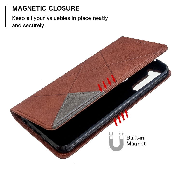 For Xiaomi Redmi Note 8T Rhombus Texture Horizontal Flip Magnetic Leather Case with Holder & Card Slots