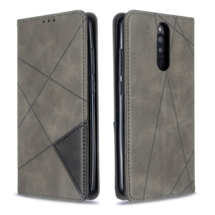For Xiaomi Redmi 8 Rhombus Texture Horizontal Flip Magnetic Leather Case with Holder & Card Slots