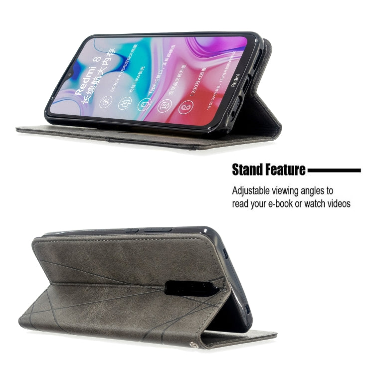 For Xiaomi Redmi 8 Rhombus Texture Horizontal Flip Magnetic Leather Case with Holder & Card Slots