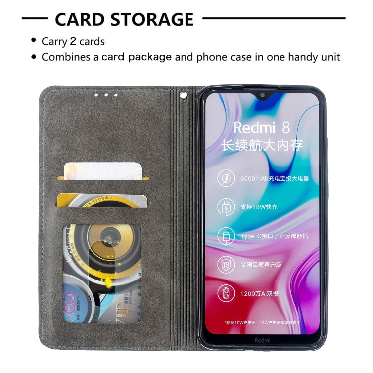 For Xiaomi Redmi 8 Rhombus Texture Horizontal Flip Magnetic Leather Case with Holder & Card Slots