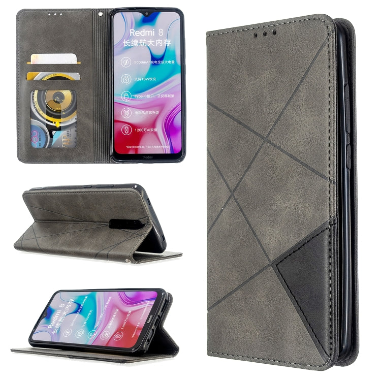 For Xiaomi Redmi 8 Rhombus Texture Horizontal Flip Magnetic Leather Case with Holder & Card Slots