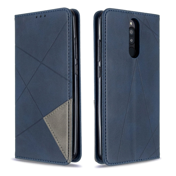 For Xiaomi Redmi 8 Rhombus Texture Horizontal Flip Magnetic Leather Case with Holder & Card Slots