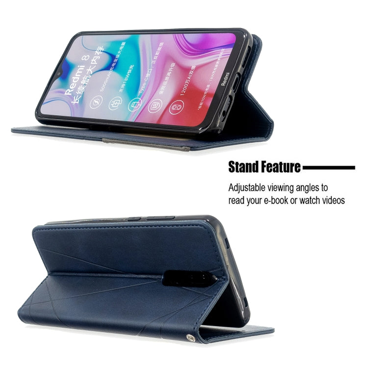 For Xiaomi Redmi 8 Rhombus Texture Horizontal Flip Magnetic Leather Case with Holder & Card Slots