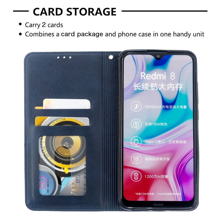 For Xiaomi Redmi 8 Rhombus Texture Horizontal Flip Magnetic Leather Case with Holder & Card Slots