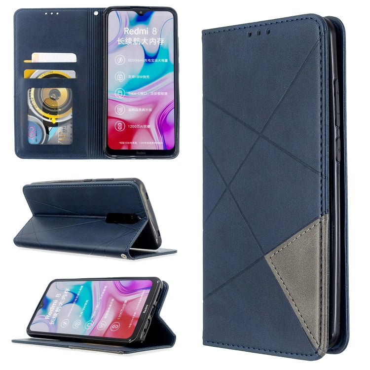 For Xiaomi Redmi 8 Rhombus Texture Horizontal Flip Magnetic Leather Case with Holder & Card Slots
