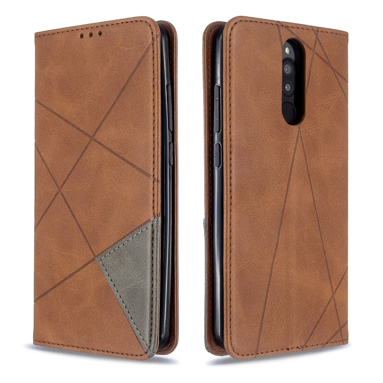 For Xiaomi Redmi 8 Rhombus Texture Horizontal Flip Magnetic Leather Case with Holder & Card Slots