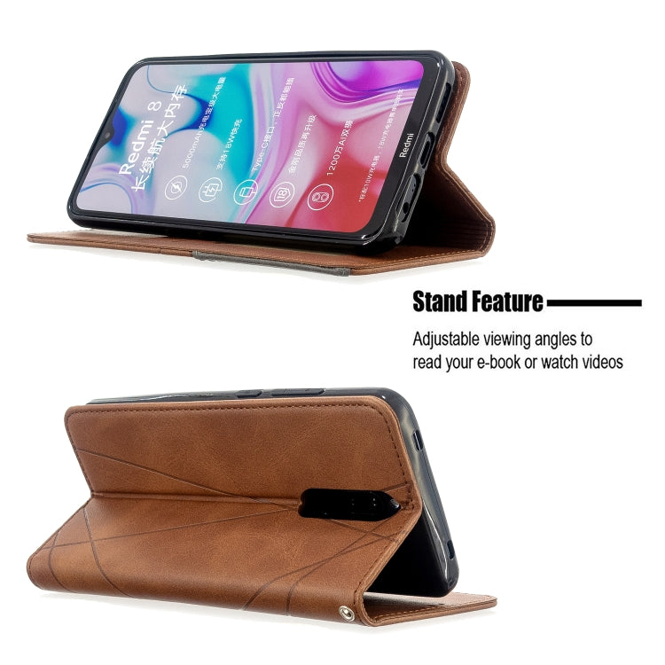 For Xiaomi Redmi 8 Rhombus Texture Horizontal Flip Magnetic Leather Case with Holder & Card Slots