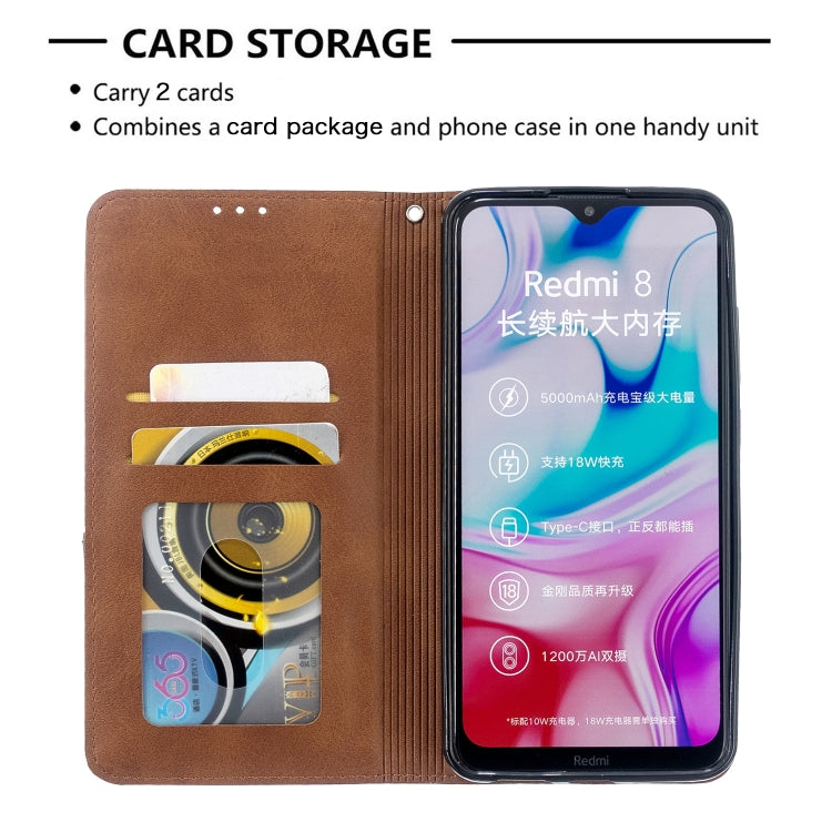 For Xiaomi Redmi 8 Rhombus Texture Horizontal Flip Magnetic Leather Case with Holder & Card Slots