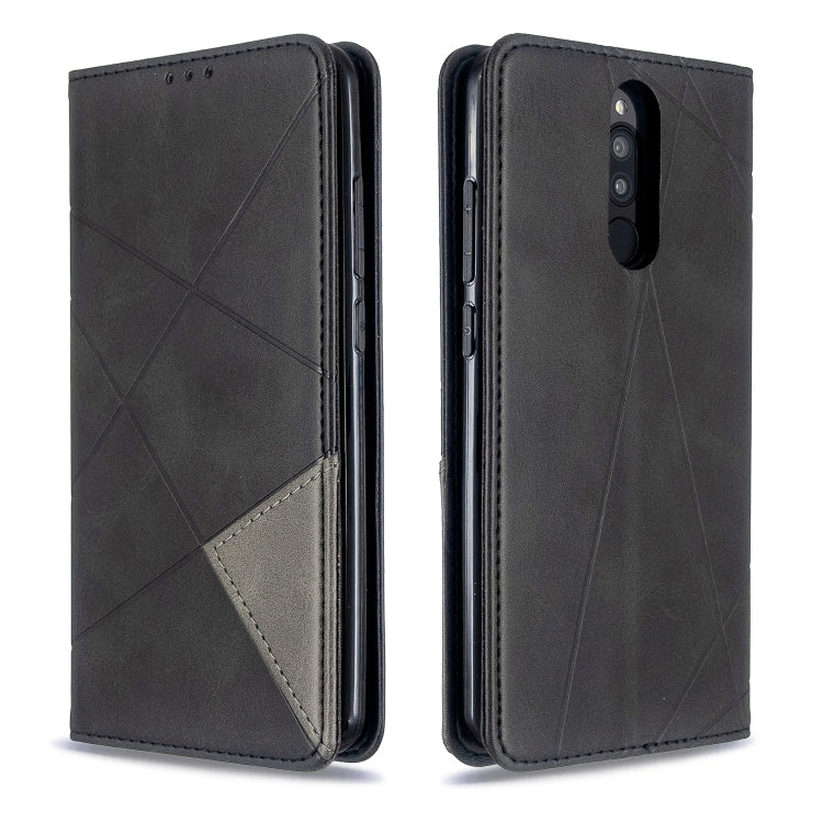 For Xiaomi Redmi 8 Rhombus Texture Horizontal Flip Magnetic Leather Case with Holder & Card Slots