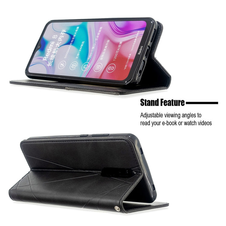 For Xiaomi Redmi 8 Rhombus Texture Horizontal Flip Magnetic Leather Case with Holder & Card Slots