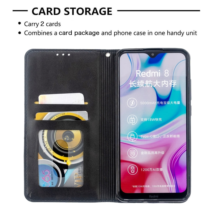 For Xiaomi Redmi 8 Rhombus Texture Horizontal Flip Magnetic Leather Case with Holder & Card Slots