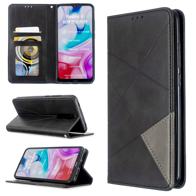 For Xiaomi Redmi 8 Rhombus Texture Horizontal Flip Magnetic Leather Case with Holder & Card Slots