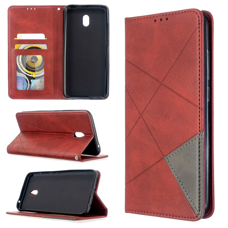 For Xiaomi Redmi 8A Rhombus Texture Horizontal Flip Magnetic Leather Case with Holder & Card Slots