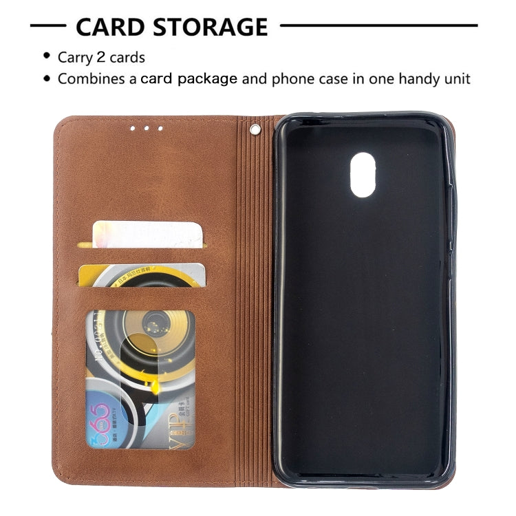 For Xiaomi Redmi 8A Rhombus Texture Horizontal Flip Magnetic Leather Case with Holder & Card Slots
