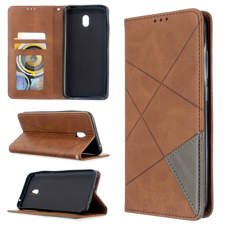 For Xiaomi Redmi 8A Rhombus Texture Horizontal Flip Magnetic Leather Case with Holder & Card Slots