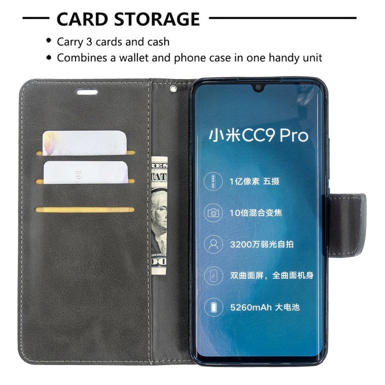 For Xiaomi CC9 Pro / Note 10 / Note 10 Pro Retro Lambskin Texture Pure Color Horizontal Flip PU Leather Case with Holder & Card Slots & Wallet & Lanyard