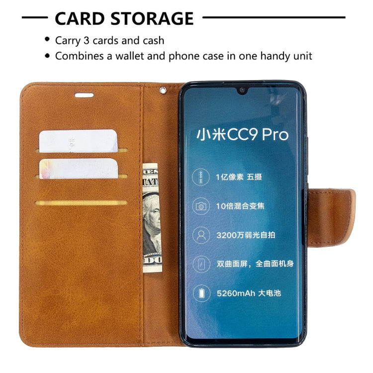 For Xiaomi CC9 Pro / Note 10 / Note 10 Pro Retro Lambskin Texture Pure Color Horizontal Flip PU Leather Case with Holder & Card Slots & Wallet & Lanyard