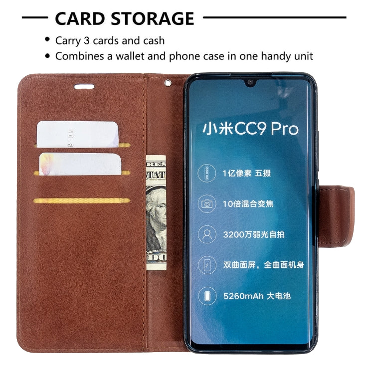 For Xiaomi CC9 Pro / Note 10 / Note 10 Pro Retro Lambskin Texture Pure Color Horizontal Flip PU Leather Case with Holder & Card Slots & Wallet & Lanyard