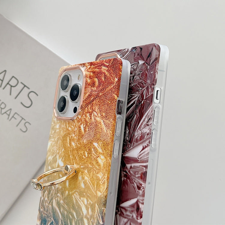 For iPhone 13 Pro Ring Holder Square Plating Gold Edge Phone Case