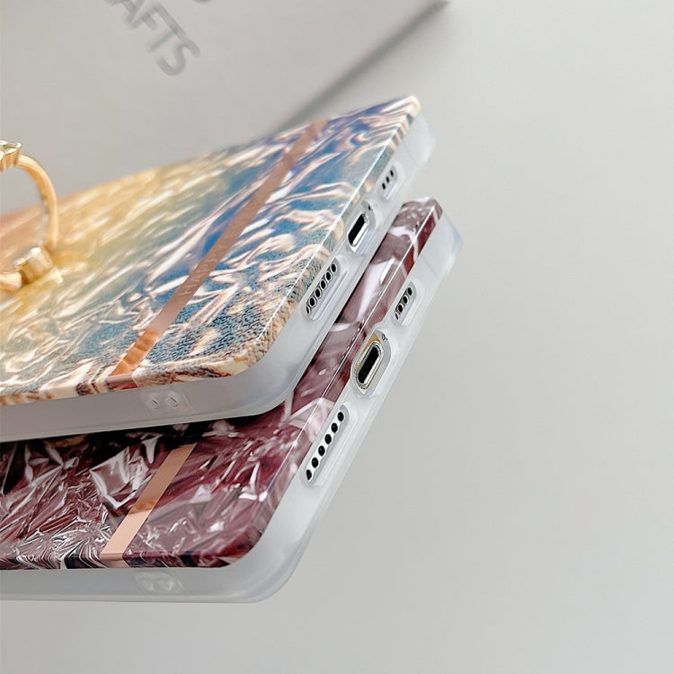 For iPhone 11 Pro Max Ring Holder Square Plating Gold Edge Phone Case