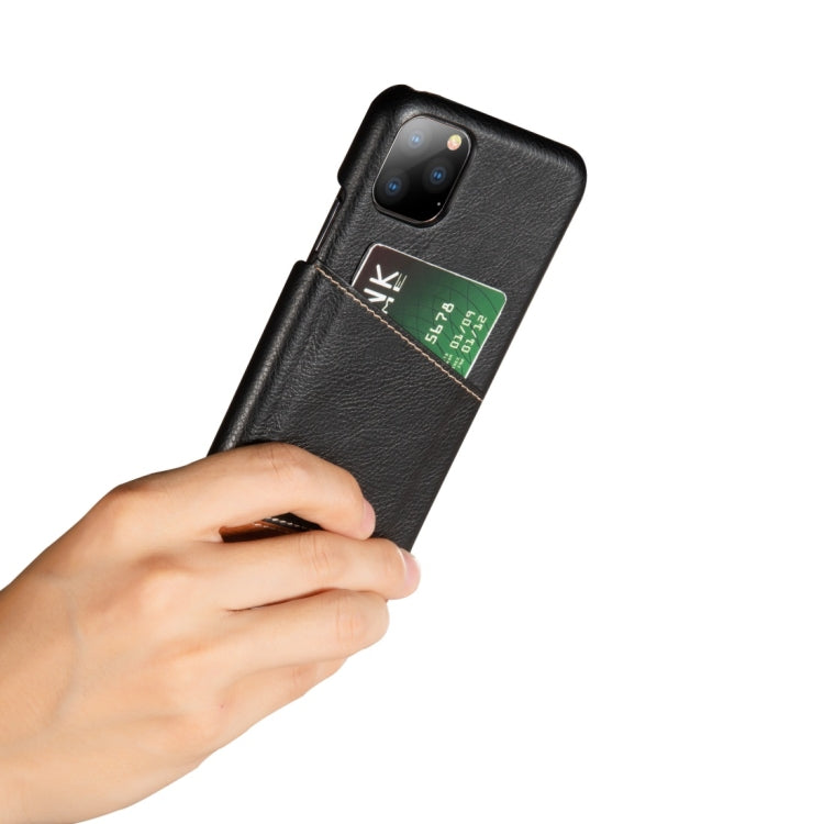 For iPhone 11 Pro Retro Litchi Texture Stitching Color Protective Case with Card Slots