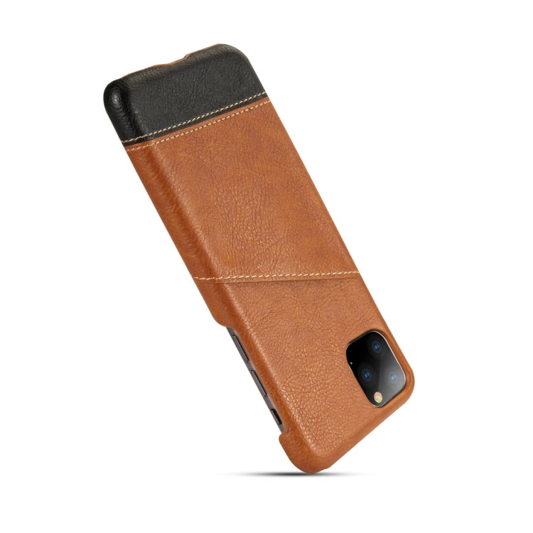 For iPhone 11 Pro Max Retro Litchi Texture Stitching Color Protective Case with Card Slots
