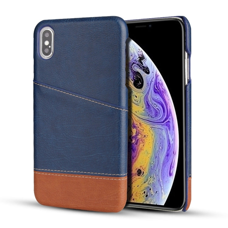 For iPhone X / XS Retro Litchi Texture Stitching Color Protective Case with Card Slots